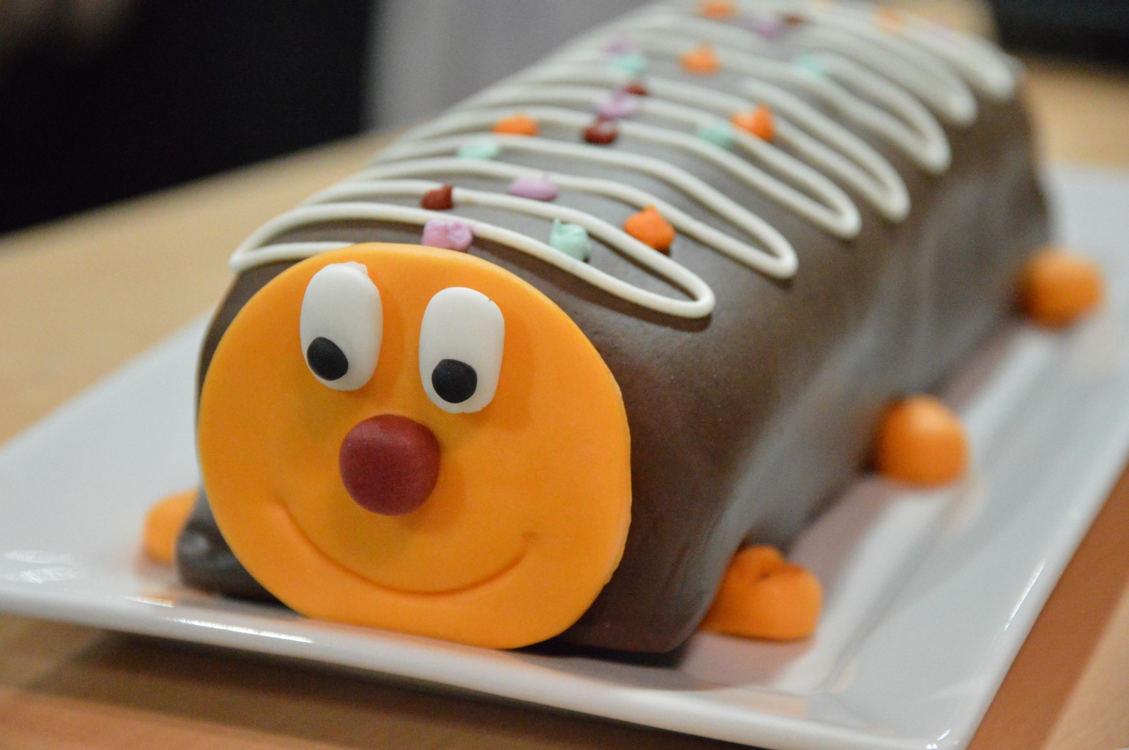Carl the Caterpillar - a new and improved version of Carl! Now dairy, wheat and gluten free! Delicious chocolate cake that everyone will love! Perfect for childrens parties! www.intolerantgourmand.com