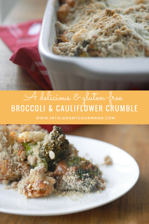 Broccoli Cauliflower Crumble - a delicious take on the classic crumble, given a gluten-free savoury twist! www.intolerantgourmand.com