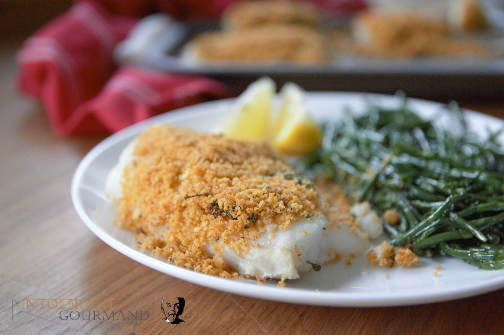 Crumb crusted cod - a deliciously simply dish, bursting with flavour! With gluten-free breadcrumbs too! www.intolerantgourmand.com