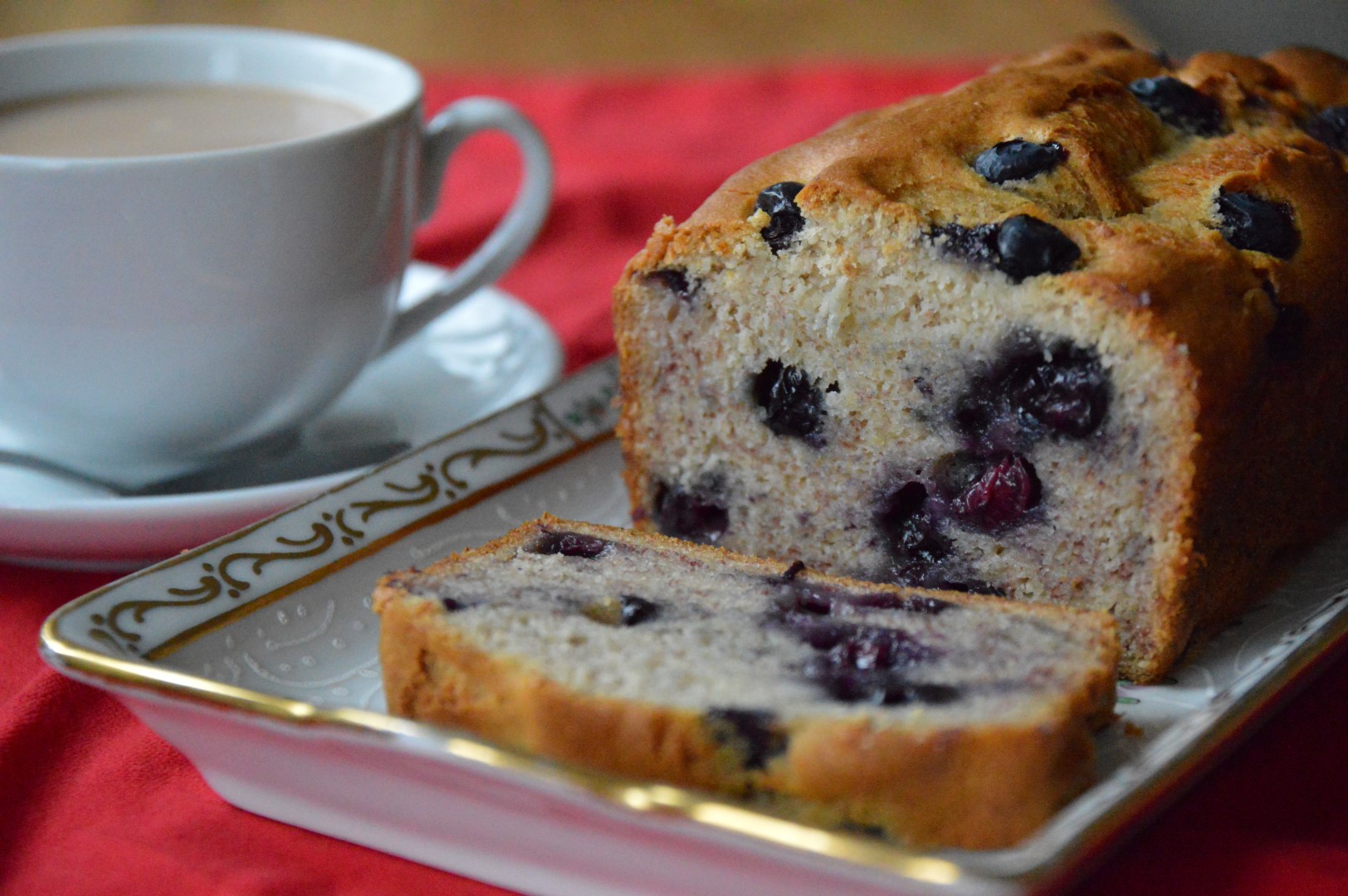Blueberry tea loaf - dairy-free, gluten-free, wheat-free, egg-free, nut-free a delicious healthy treat for any time of the day! Allergy safe too! www.intolerantgourmand.com