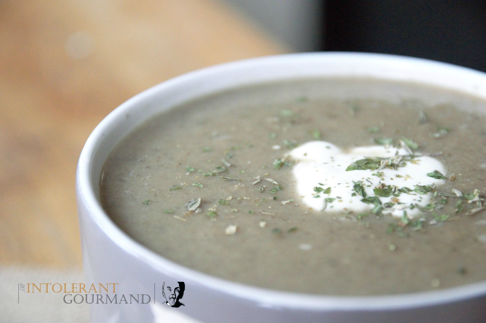 Free from mushroom soup - naturally dairy-free, wheat-free, gluten-free, and suitable for vegans. A deliciously hearty and healthy soup, packed full of nutrients, and quick to make too! www.intolerantgourmand.com