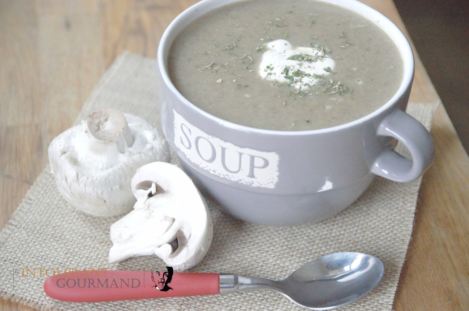 Free from mushroom soup - naturally dairy-free, wheat-free, gluten-free, and suitable for vegans. A deliciously hearty and healthy soup, packed full of nutrients, and quick to make too! www.intolerantgourmand.com