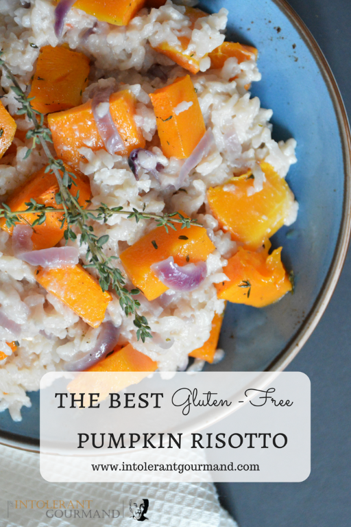 The BEST Pumpkin Risotto - autumn is all about the delicious produce, and what better way to use a pumpkin or butternut squash than in a risotto! This gorgeous recipe is so simple to make as it's a baked version, meaning you don't have to spend hours stirring and waiting for the liquid to be absorbed! It's gluten-free too! www.intolerantgourmand.com