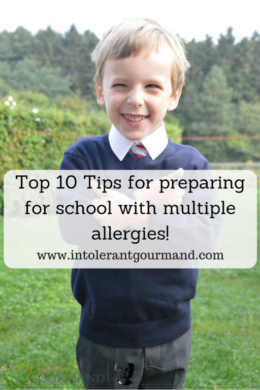 Top 10 tips for preparing for school with multiple allergies - getting everything ready for a new school year can be hard enough! Add multiple allergies to the mix and it becomes a lot of work! My top 10 tips will hopefully help with this! www.intolerantgourmand.com